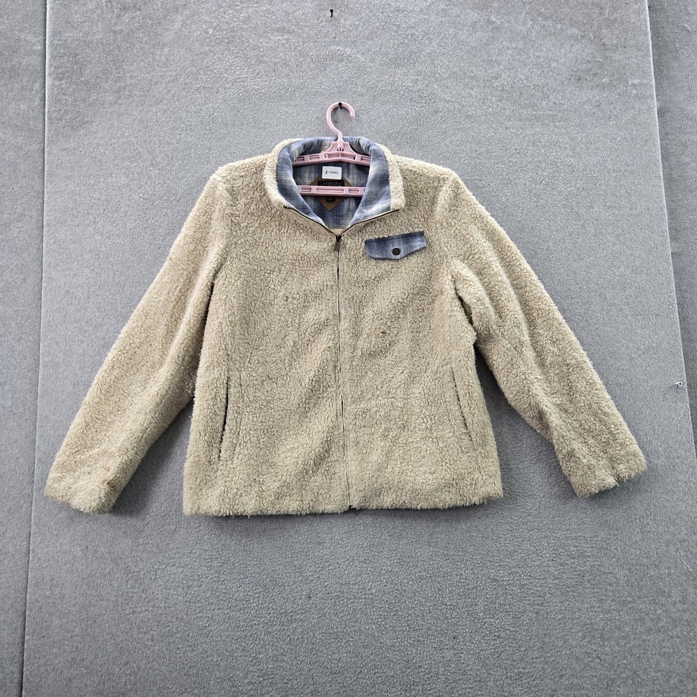 Pendleton Women Jacket XL Beige Wool Blend Fleece Sherpa Deep Pile READ